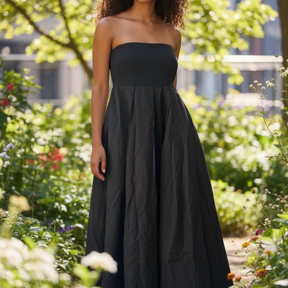 Commense Strapless Black Maxi Dress - Elegant Women's Evening Gown